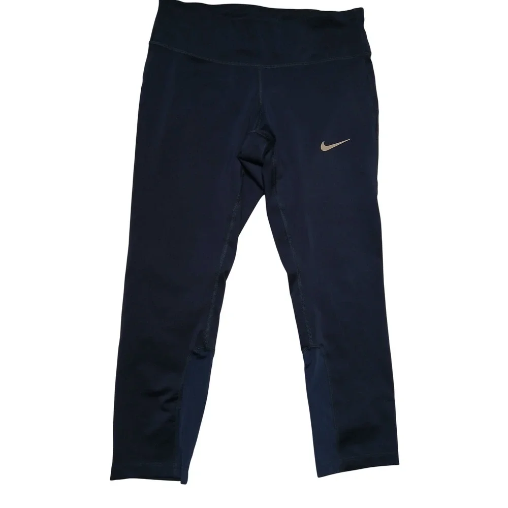 Nike Running Dri-FIT Navy Blue Cropped Leggings Women Small 856323-429